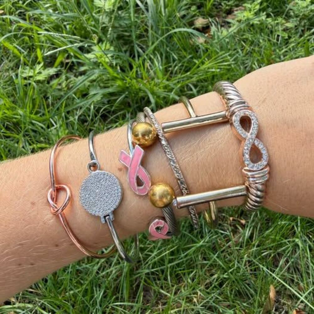 Lot 7 Fashion Bangle Bracelets & Cuffs – Cable, Pavé Crystal, Knot & Awareness